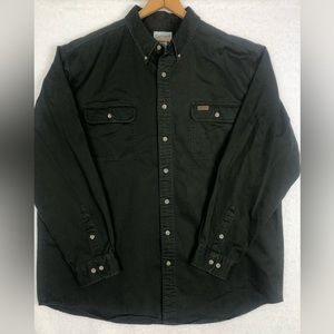 Carhartt Long Sleeve Flannel Shirt mens 2XL Tall Mos Canvas Work Hunt Western